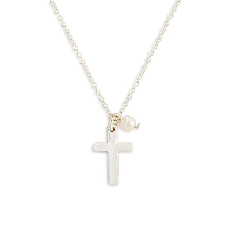 Dainty Cross Silver Necklace - 18in