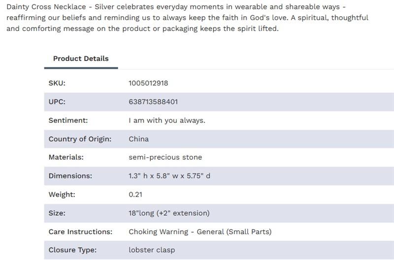 Dainty Cross Silver Necklace - 18in