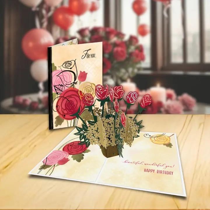 Roses Happy Birthday Pop Up Card