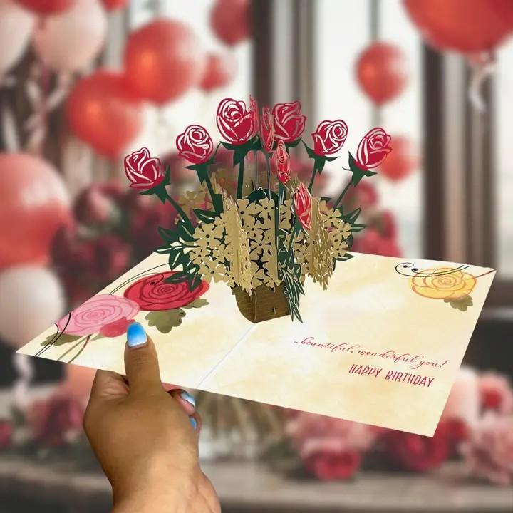 Roses Happy Birthday Pop Up Card