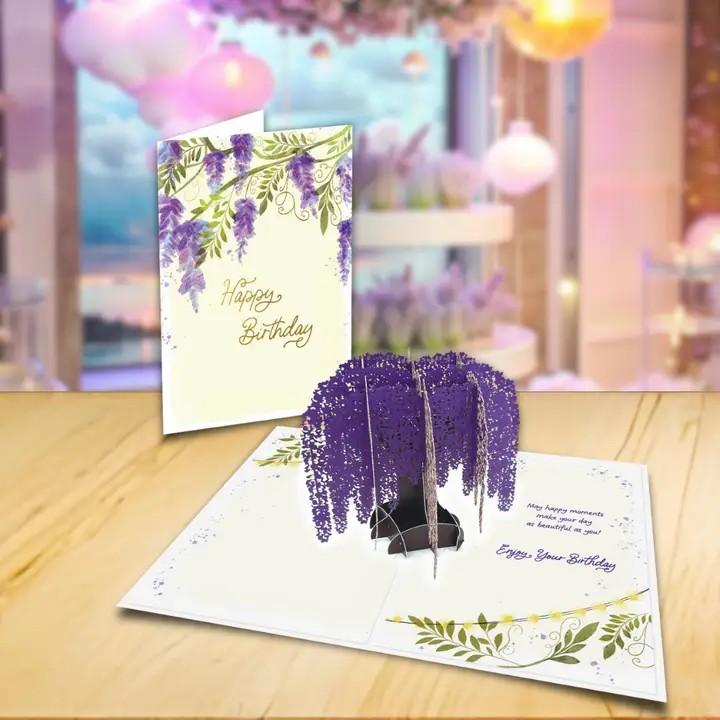 Wisteria Tree Happy Birthday Pop Up Card