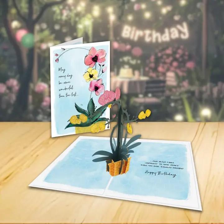 Orchid Happy Birthday Pop Up Card