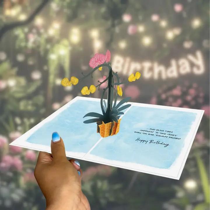 Orchid Happy Birthday Pop Up Card