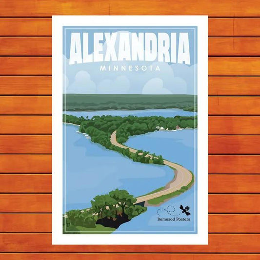 Alexandria Lakes Retro Travel Magnet