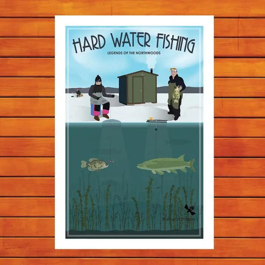 Hard Water Fishing Retro Travel Poster Magnet