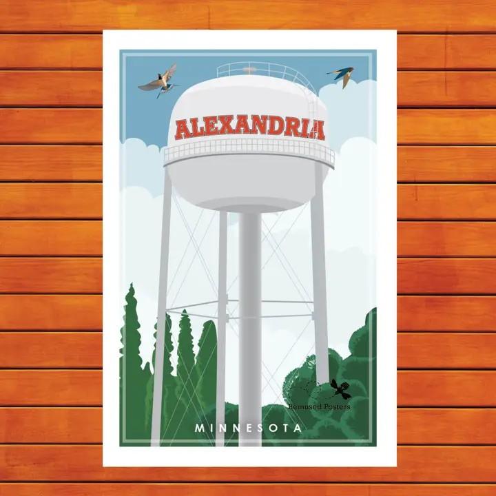 Alexandria Water Tower Retro Travel Magnet