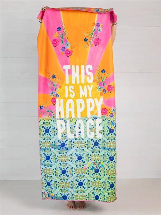 Beach Towel - Happy Place -Sided Microfiber