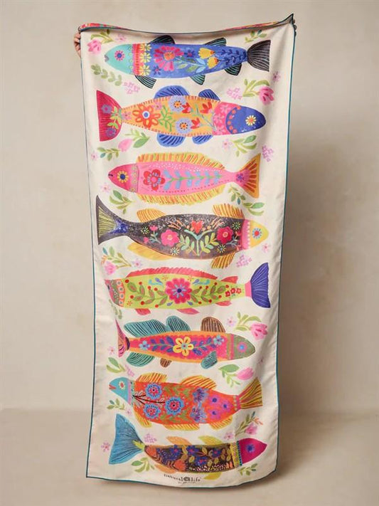 Beach Towel - Fish Double-Sided Microfiber