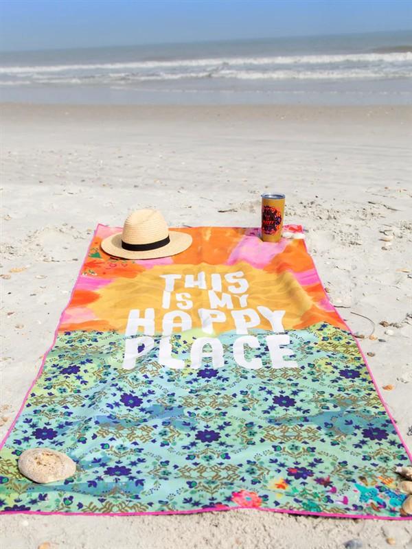Beach Towel - Happy Place -Sided Microfiber