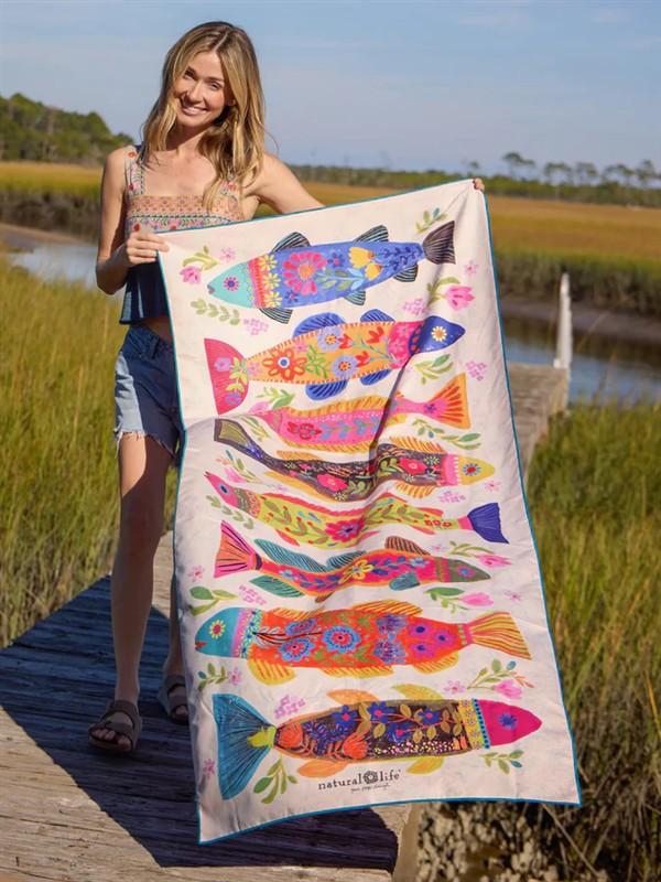 Beach Towel - Fish Double-Sided Microfiber
