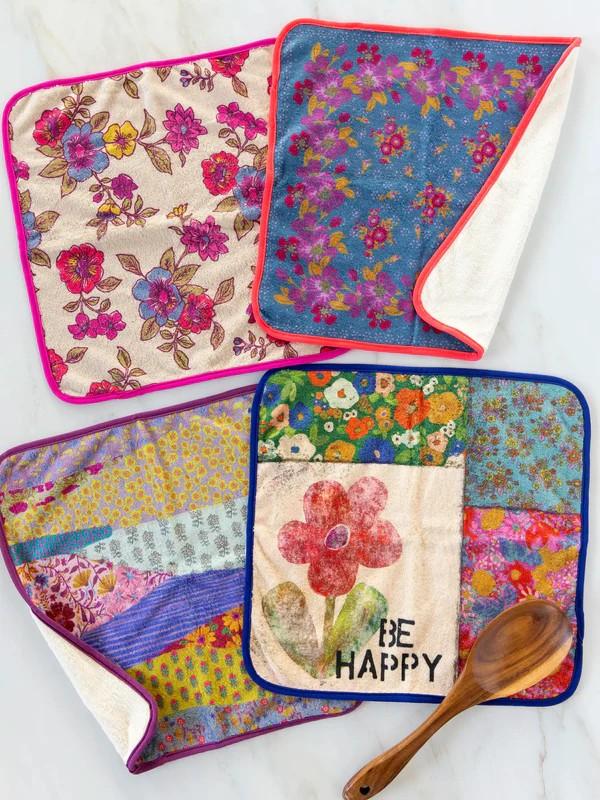 Microfiber Dish Cloth, Set of 4 - Be Happy