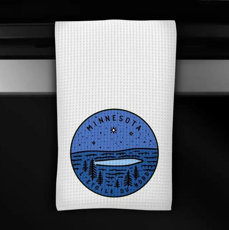 Blue MN waffle tea towel
