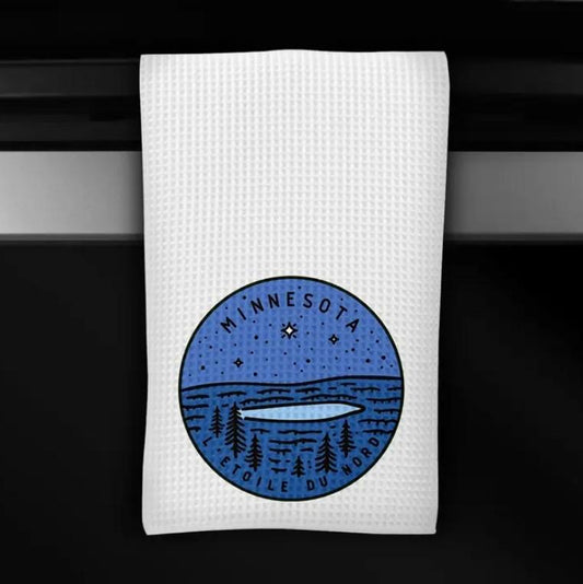 Blue MN waffle tea towel