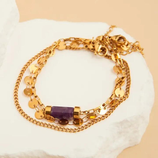 Amethyst 3-Piece Waterproof Bracelet Set