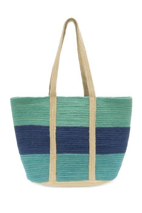 Multi Turq ColorBlock Maye Jute Tote