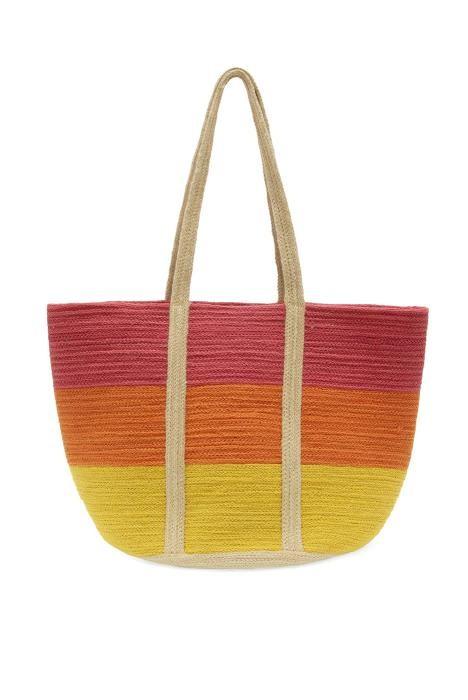 Multi Bright ColorBlock Maye Jute Tote