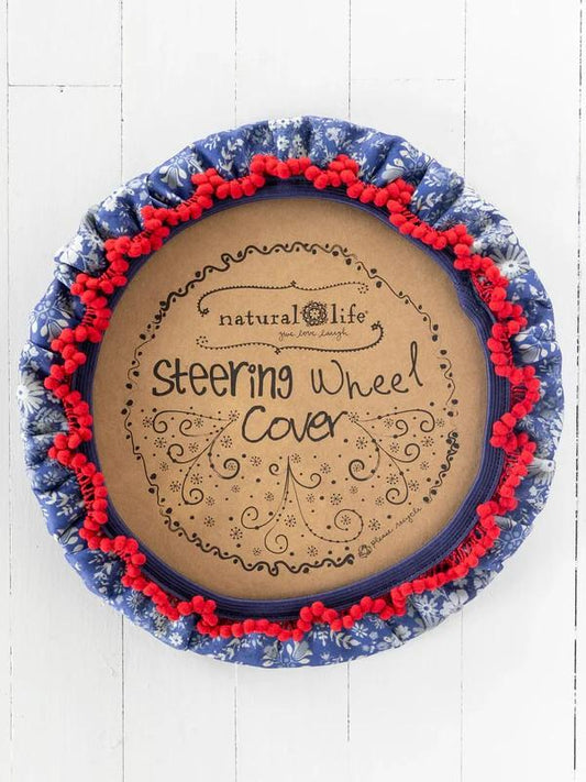 Steering Wheel Cover, 15" - Diamond Bandana Navy