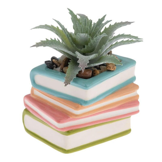 Books stack succulent