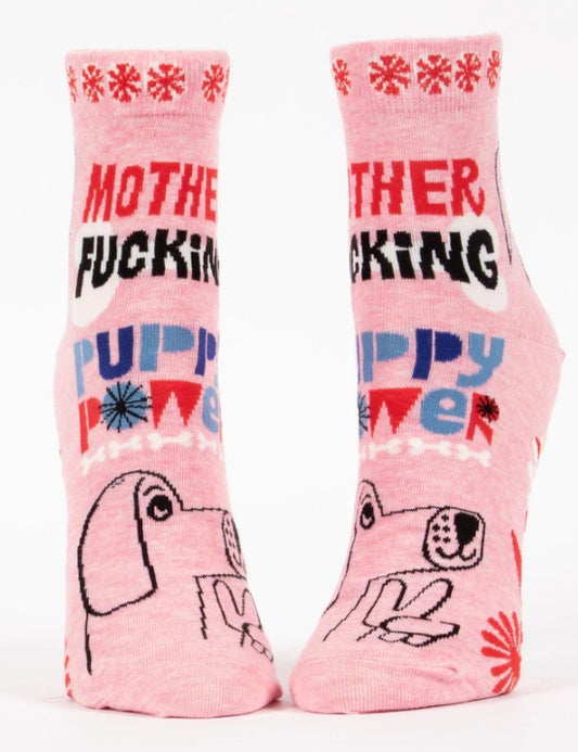 Mother F** Puppy Power Crew Ladies Socks