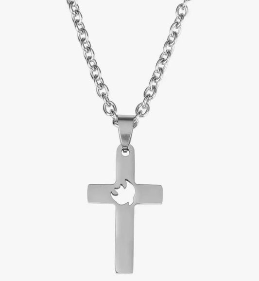 Confirmation Stainless Steel Cross Necklace w/ Dove