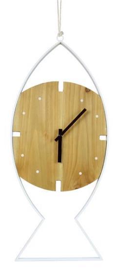 Wood & Metal Fish Wall Clock