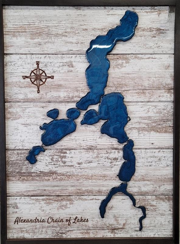Chain of Lakes Blue Epoxy Water Wall Art